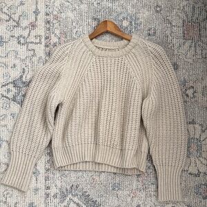 Zara Chunky Wool Blend Knit Crewneck Sweater